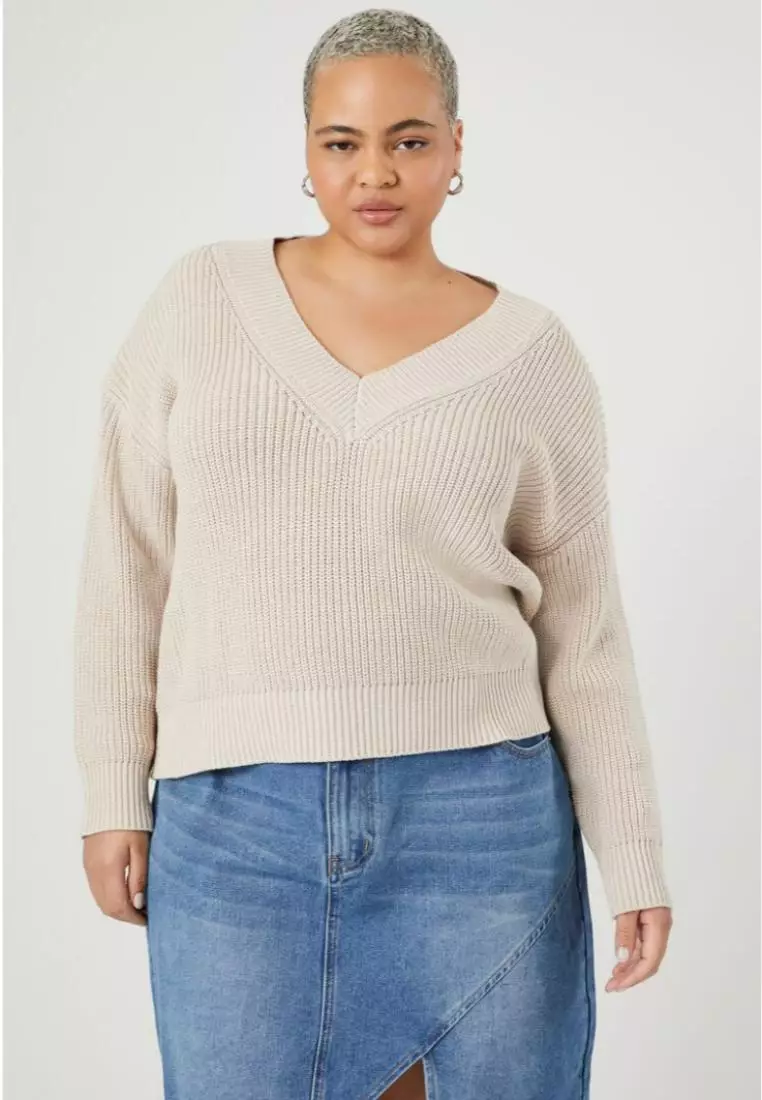 Buy FOREVER 21 Plus Size Ribbed V Neck Sweater 2024 Online