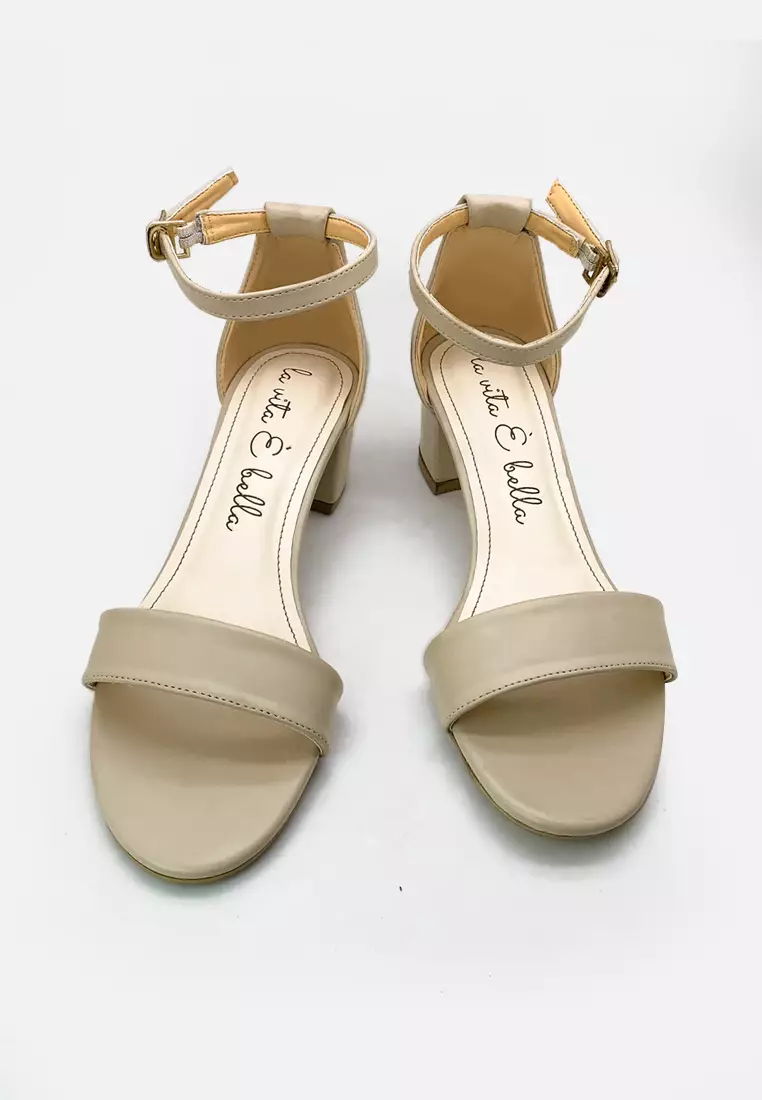 Chloe Ankle Strap Sandal Block Heels Vegan Leather