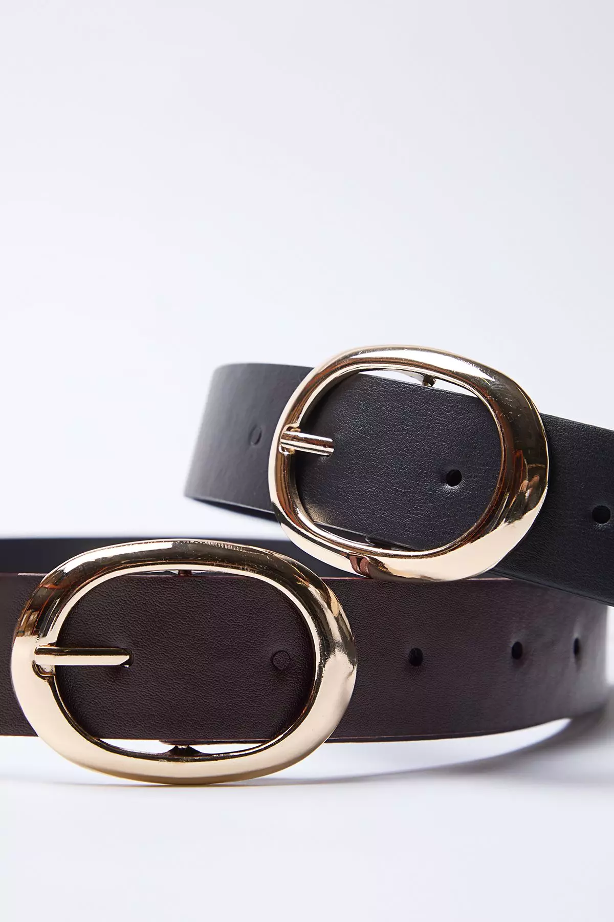 Black-Burgundy 2-Pack Leather Look Women's Belt TWOSS21KE0054