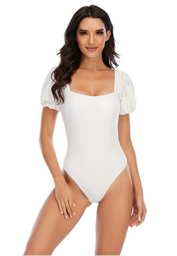 LYCKA white LKL7066-European Style Lady Swimsuit-White EE90EUSF3B3576GS_1
