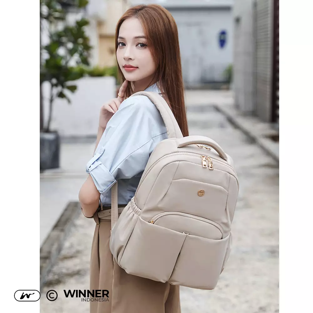 WINNER Tas Ransel Laptop 15,6 inch Oxford Anti-Air Backpack Korean Style (T14-004) Warna Full-Hitam-15-inch