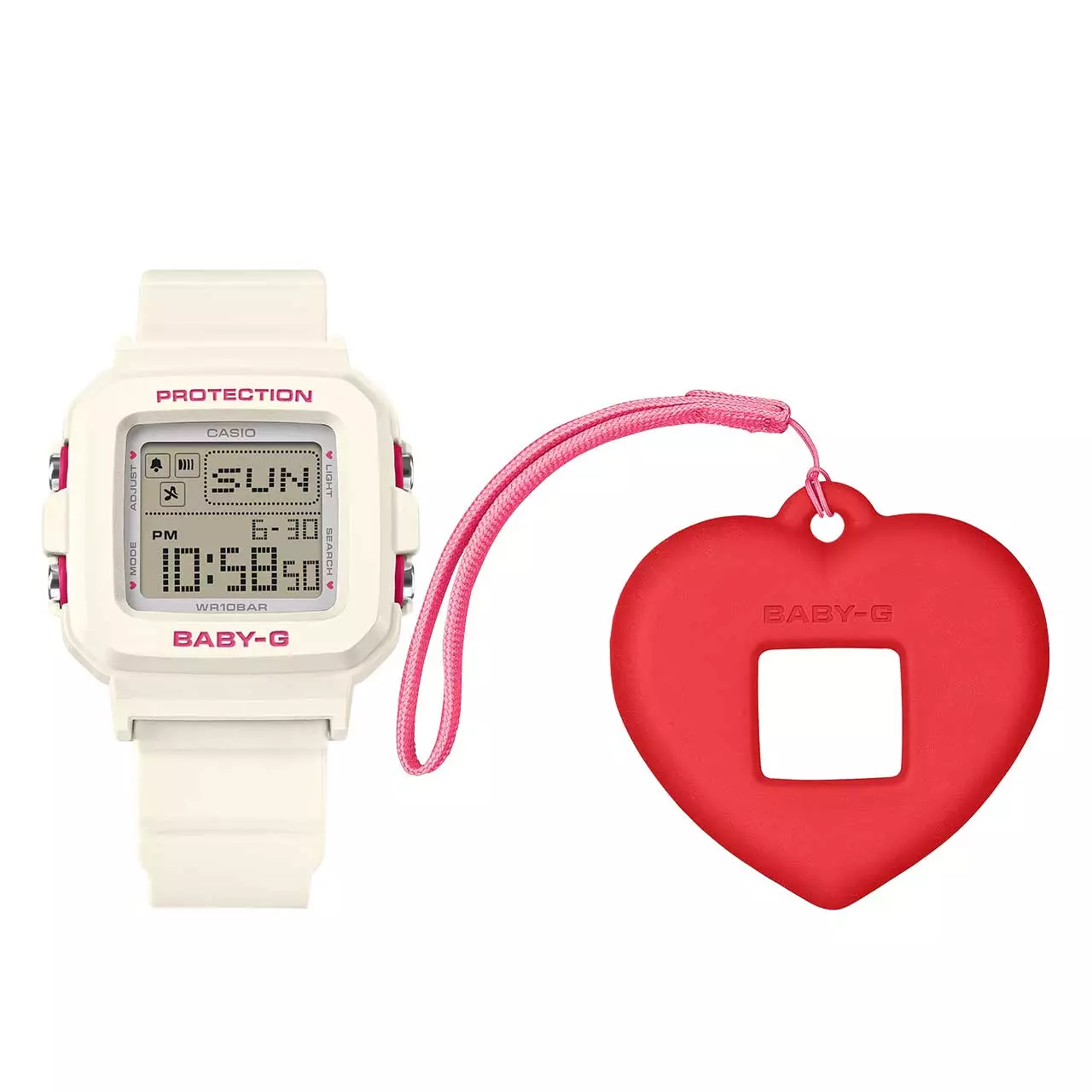 Casio BABY-G Jam Tangan Wanita - White Pink Orange - Resin - BGD-10KH-7DR