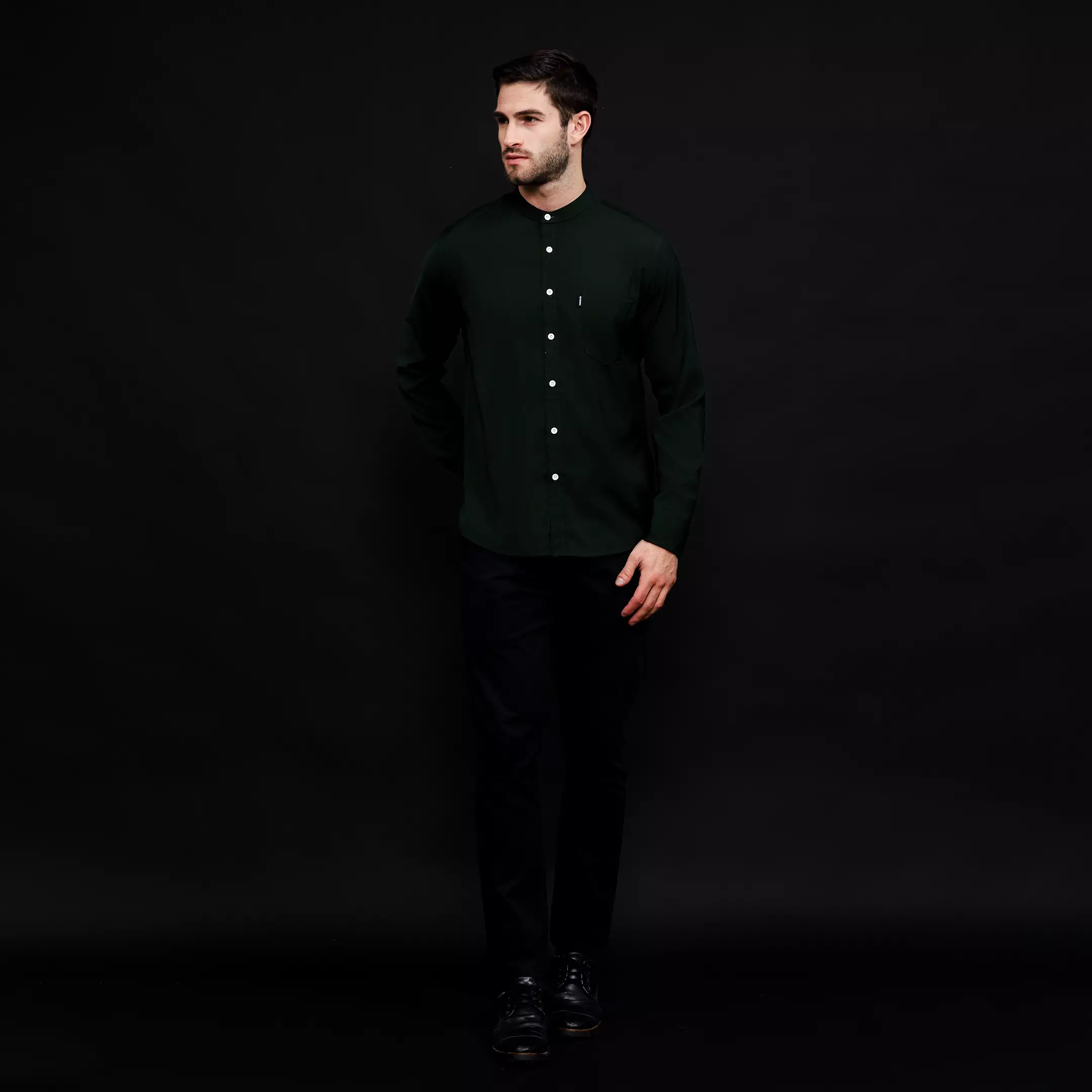 Rayon Shanghai Kemeja Panjang Polos Green