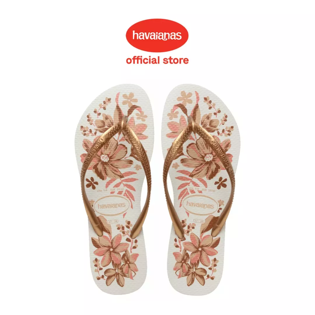 [ONLINE EXCLUSIVE] Havaianas Slim Organic White/Golden - Sandal Wanita