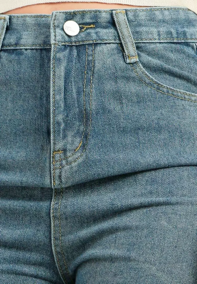 Jade Biker Short Jeans in Blue