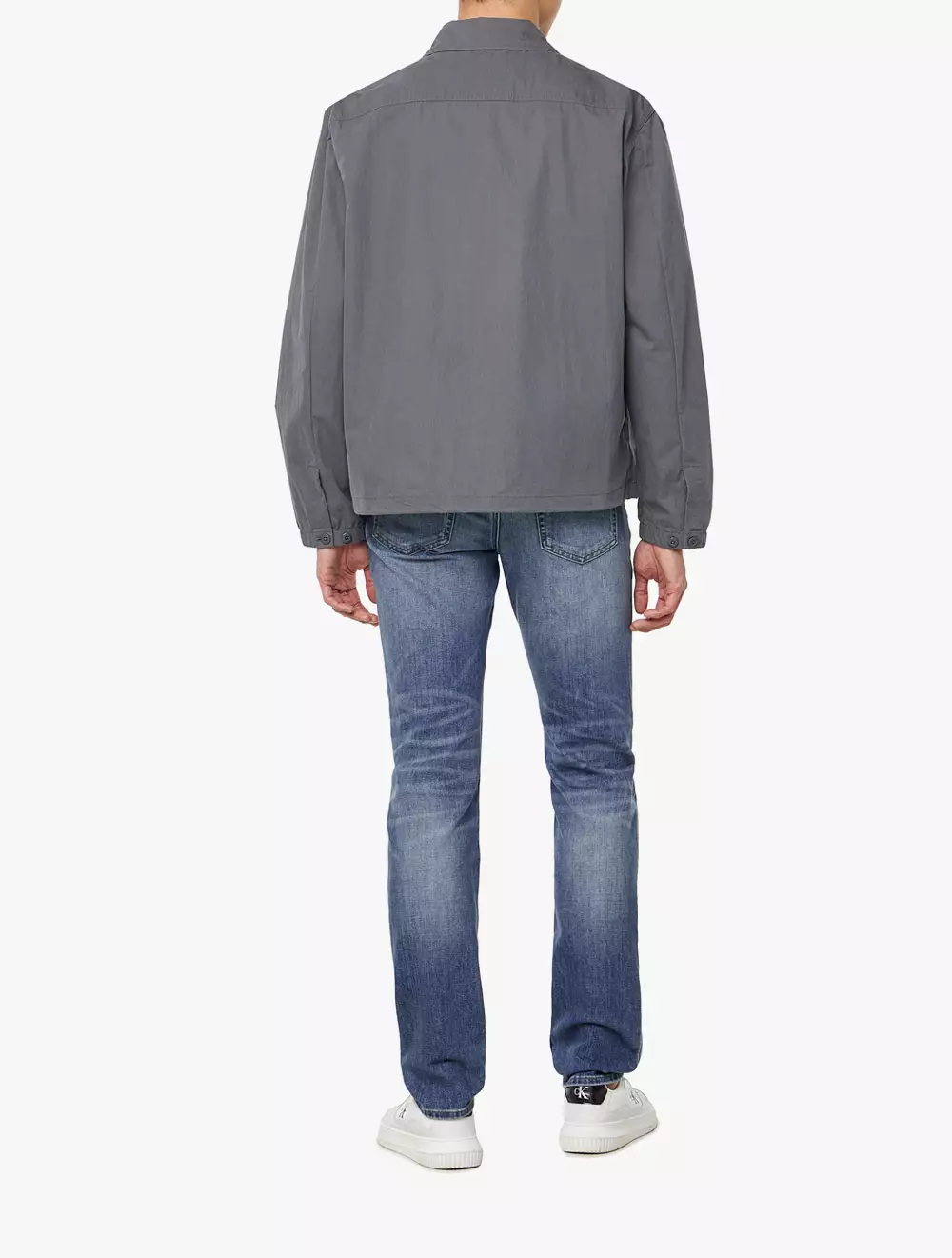 Calvin Klein - Cotton Collared Shirt Zip Up Jacket - Grey