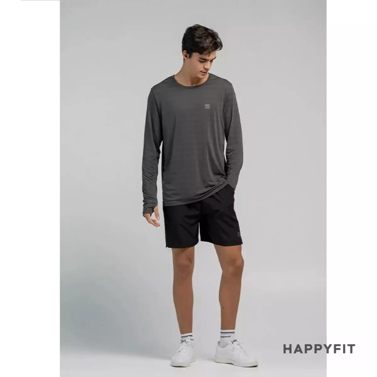 HAPPYFIT Shirt Long Sleeve Airy Black/Grey