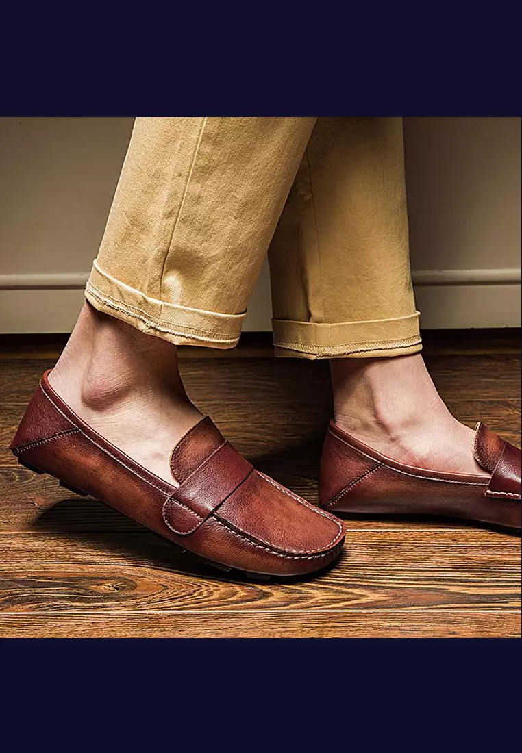 Aged-leather loafers - Man