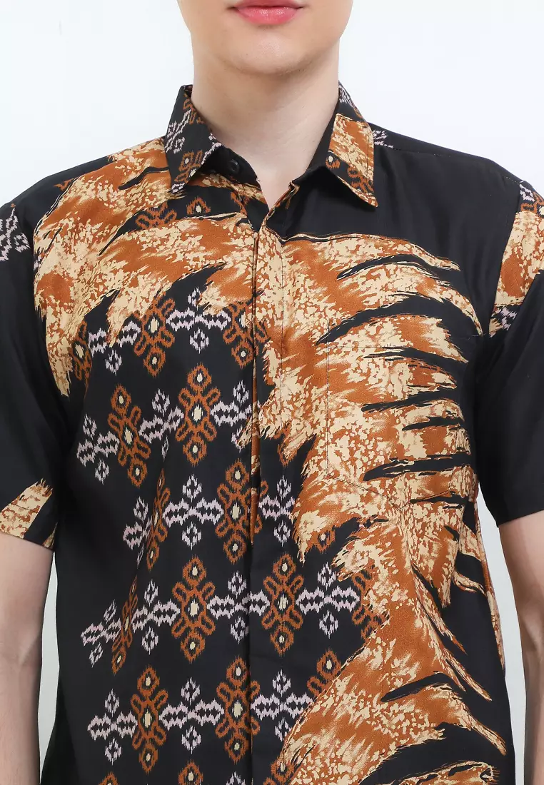 Songket Kemeja Batik Exclusive Premium Pria Casual Modern Lengan Pendek