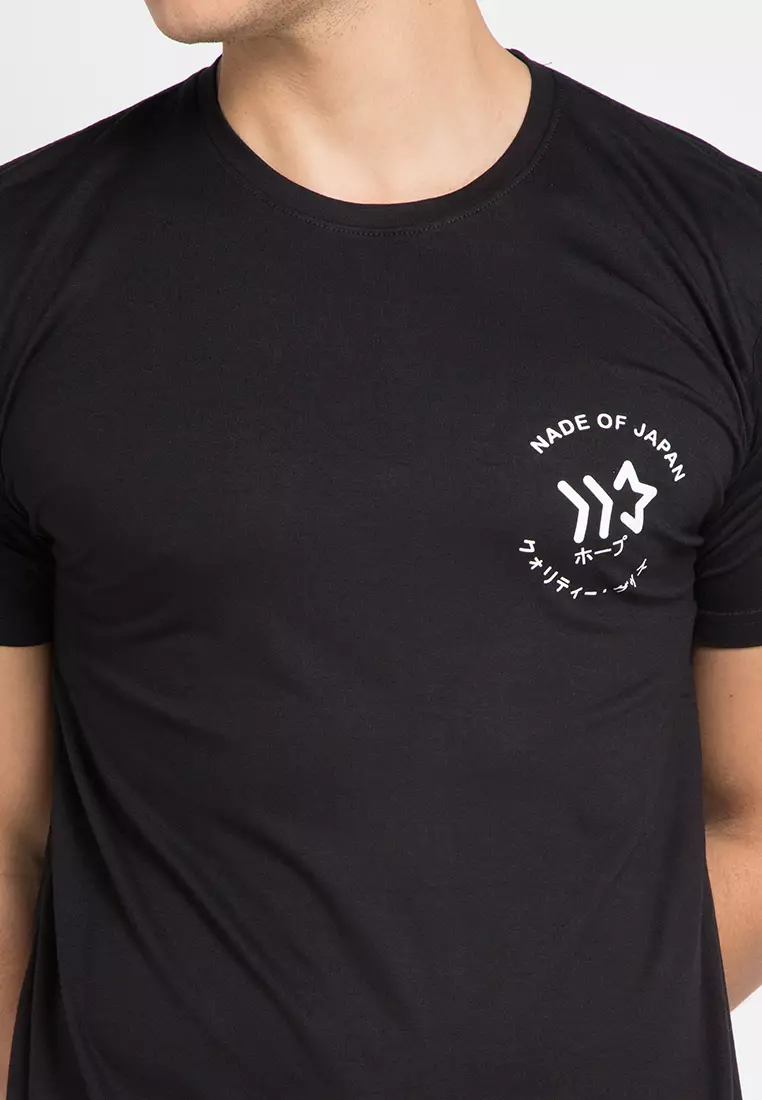 Nade NT244 back circle logo T-shirt anti kusut Hitam