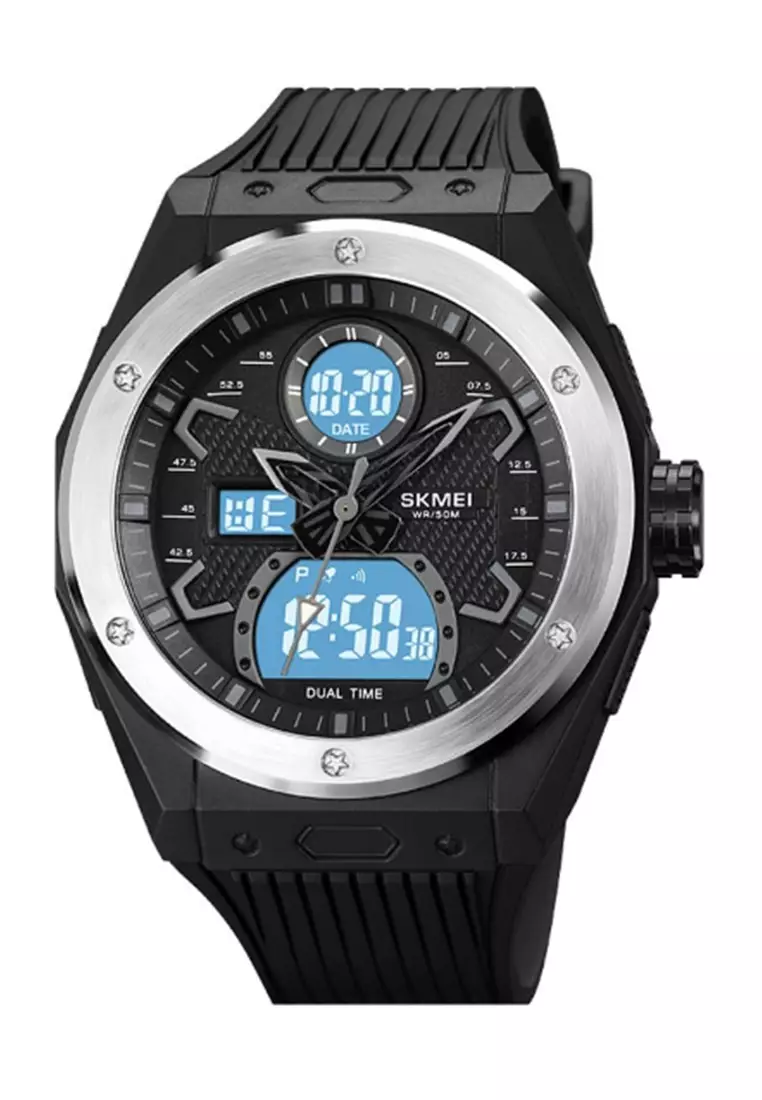 Jam Tangan Analog Digital Pria Waterproof Many Function Strap Tali Material PU Silicone IR41 ORIGINAL