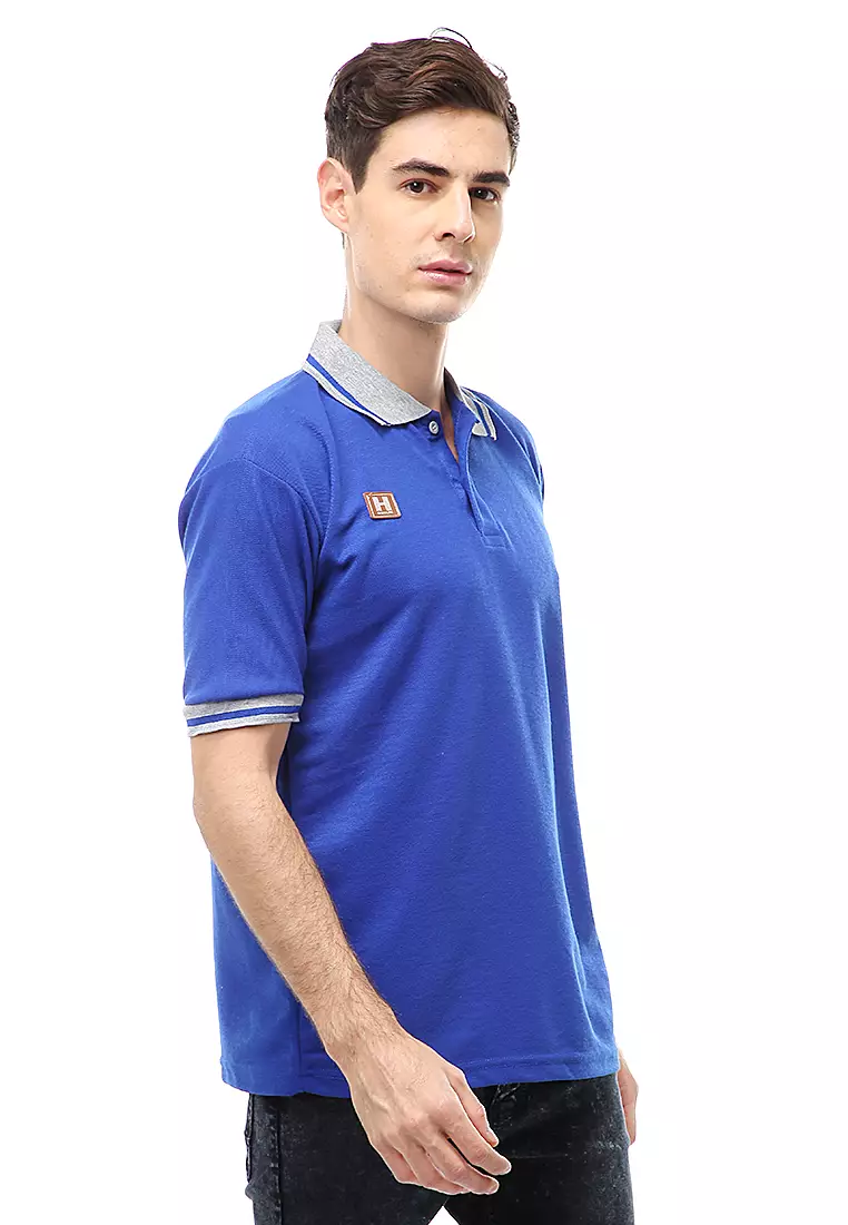 Jack T-Shirt Atasan Kasual Kaos Polos Pria Kerah Lengan Pendek Material Cotton ORIGINAL - Blue