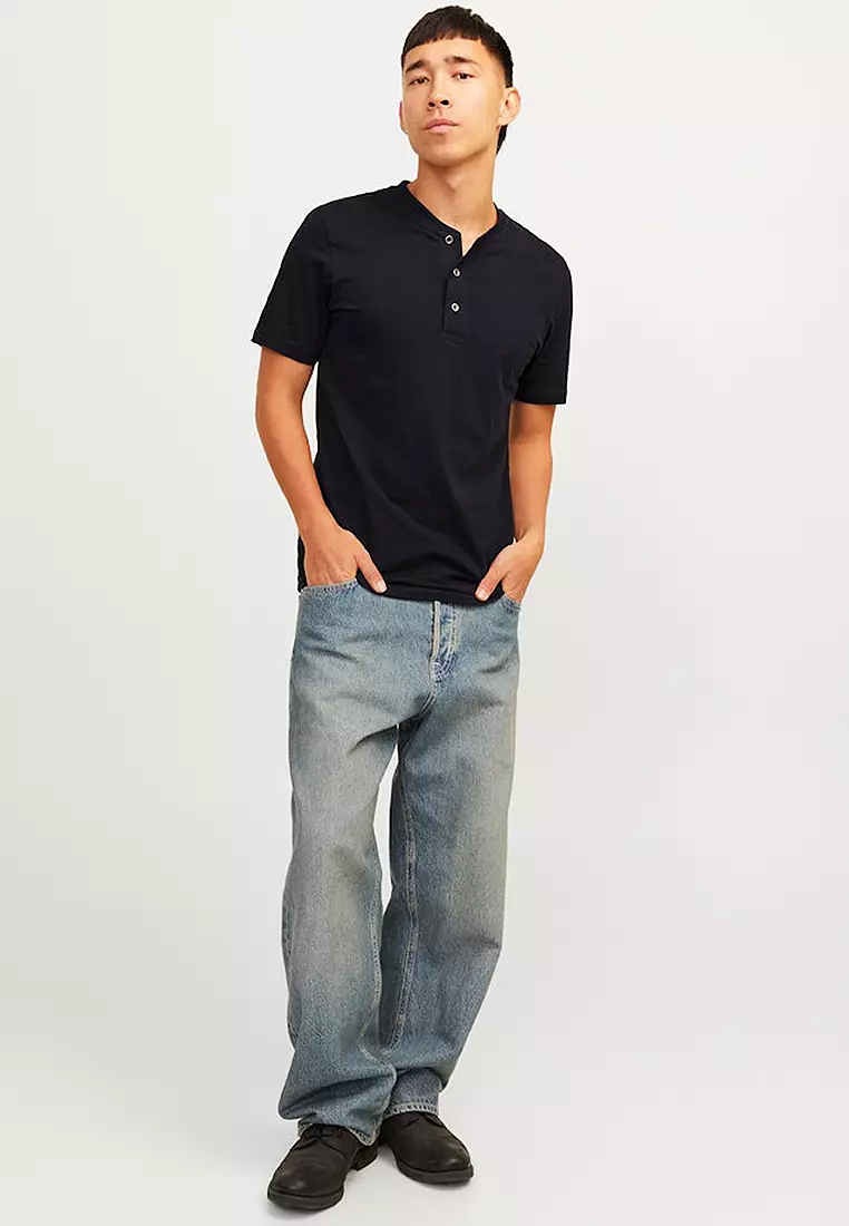 Jack&Jones® Malibu Henley - Men's T-Shirts in Sea Spray Melange | Buckle