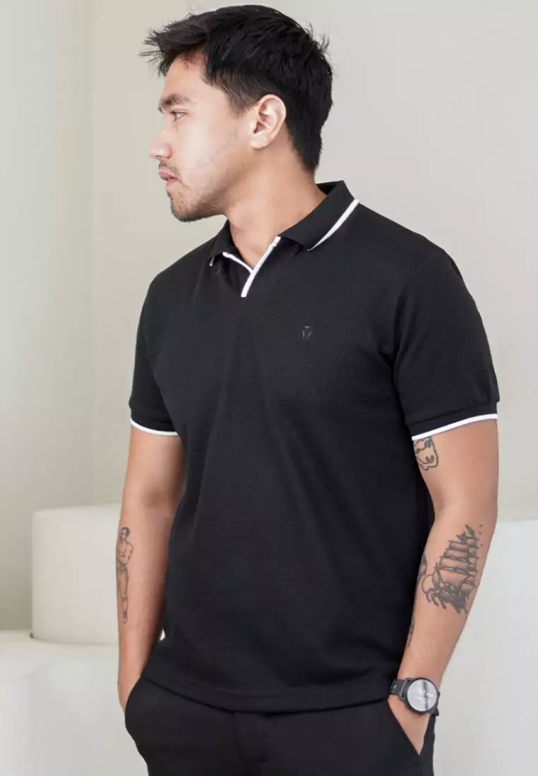 MATSUDA Kaos Polo Pria Waffel Kerah Otsuki