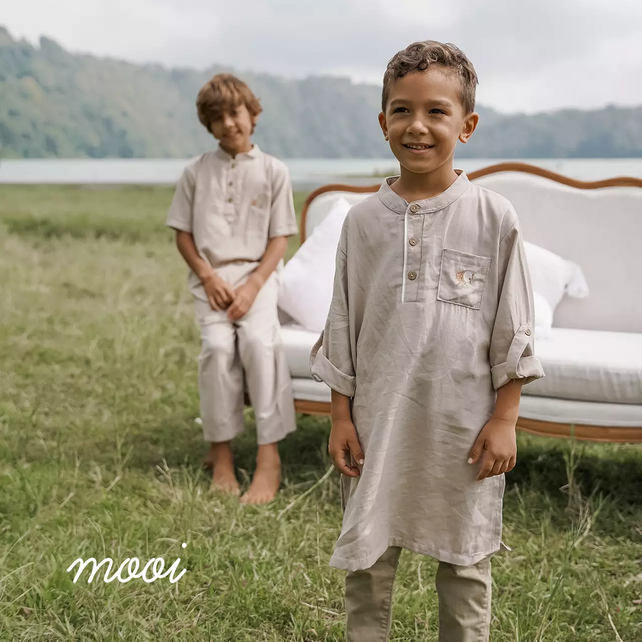 Mooi Atasan Anak Laki-Laki Khafi Koko Gamis Anak - Khaki