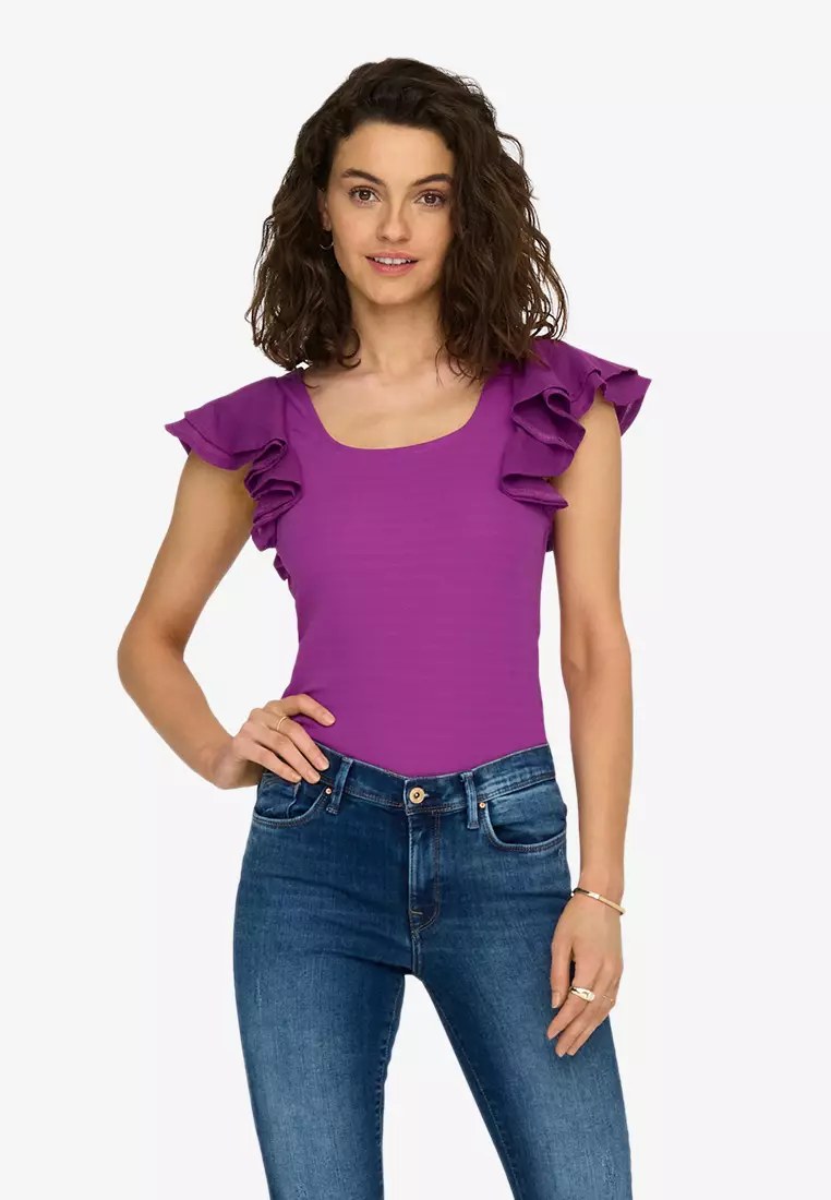 Purple short clearance sleeve dress