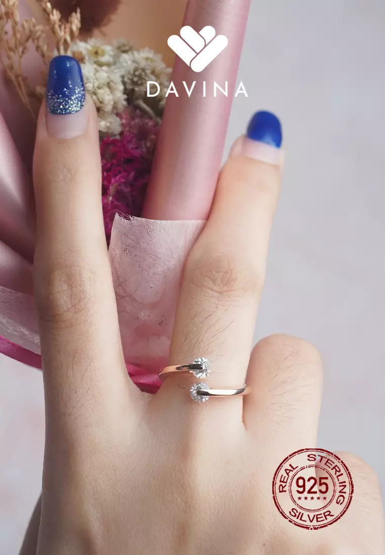 Jual DAVINA Jewelry DAVINA Ladies Syeila Ring Rose Gold Color Sterling ...