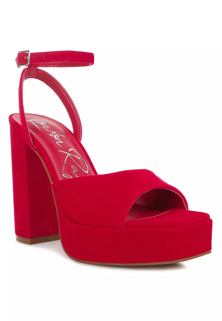 Buy London Rag Red High Platform Block Heel Sandals Online | ZALORA ...