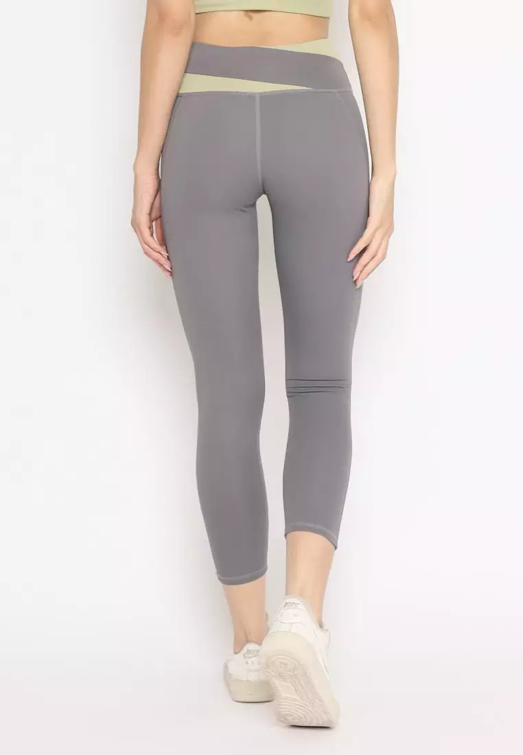 Fitwear - Legging Panjang Olahraga Wanita 2TONE MINJI SEAMLESS - GREY PJ