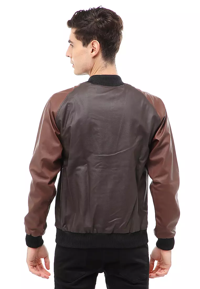 Halbert Outerwear Jaket Bomber Kulit Pria Staylish Material Leather ORIGINAL - Black Brown