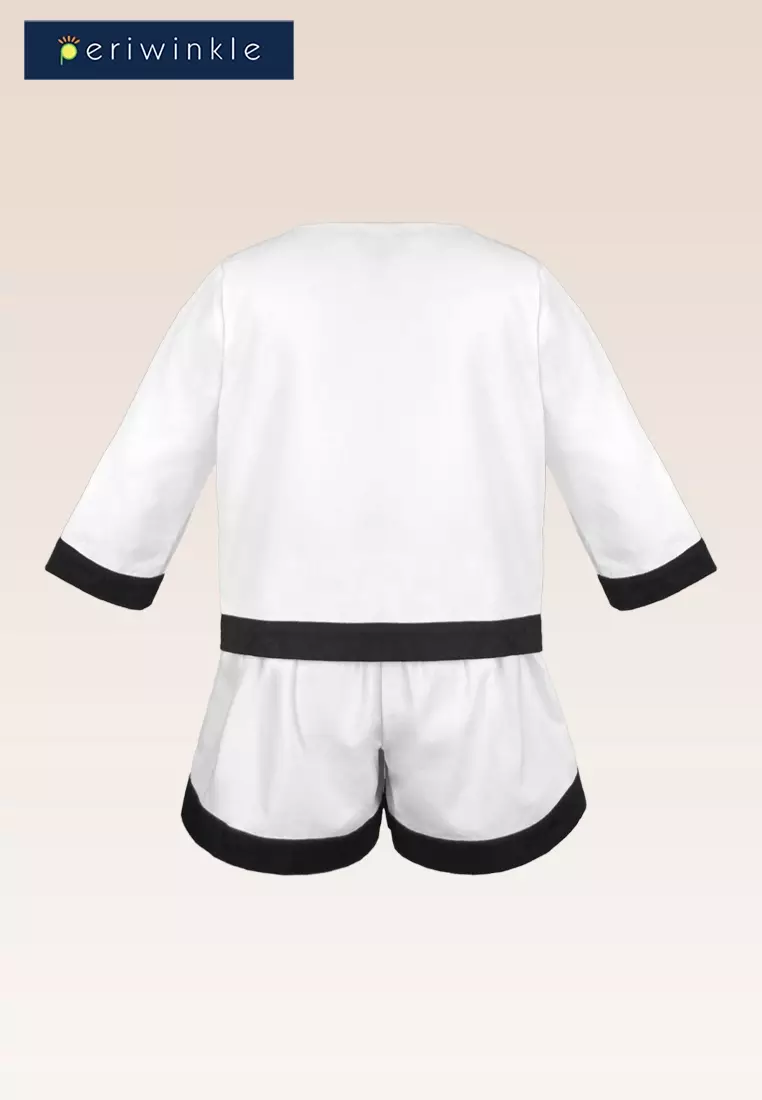 Milly Girls White Cardigan and Short with Contrasting Trims Set