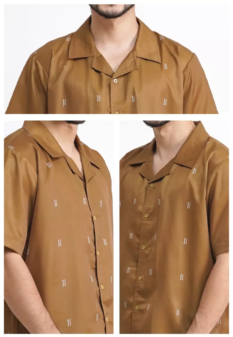 Tiento Kemeja Pakaian Pria Baju Kasual Atasan Lengan Pendek Motif Simpel Eunoia