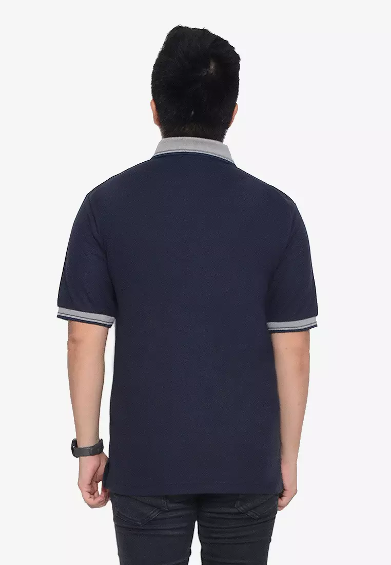 Andre Michel Kaos Polo Shirt Lengan Pendek Kerah Abu Navy 933-4