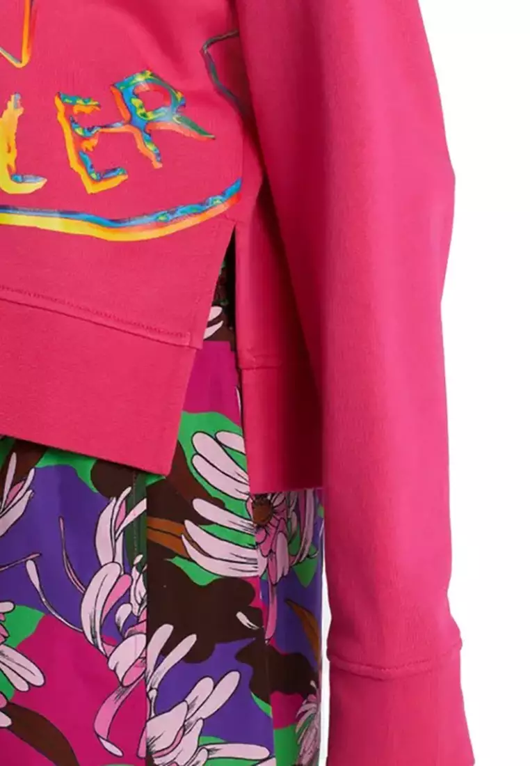 Oversized Colorful Logo Printed Sweatshirt in Pink