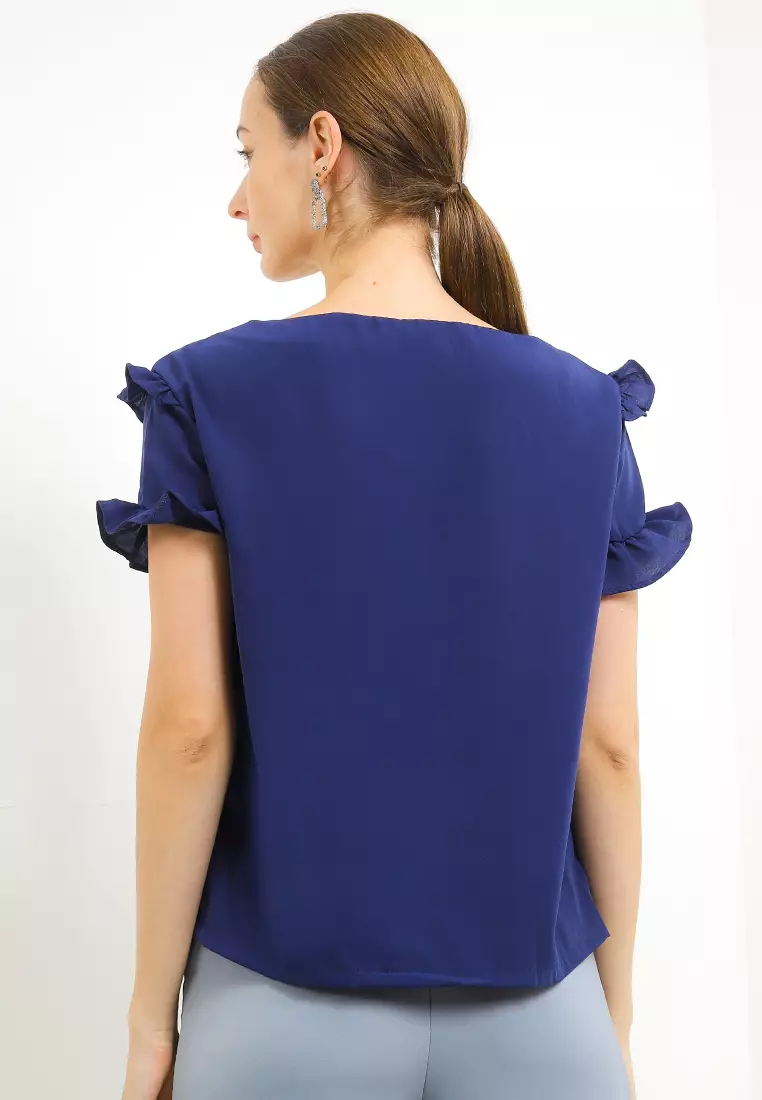 V-Neck Ruffle Blouse