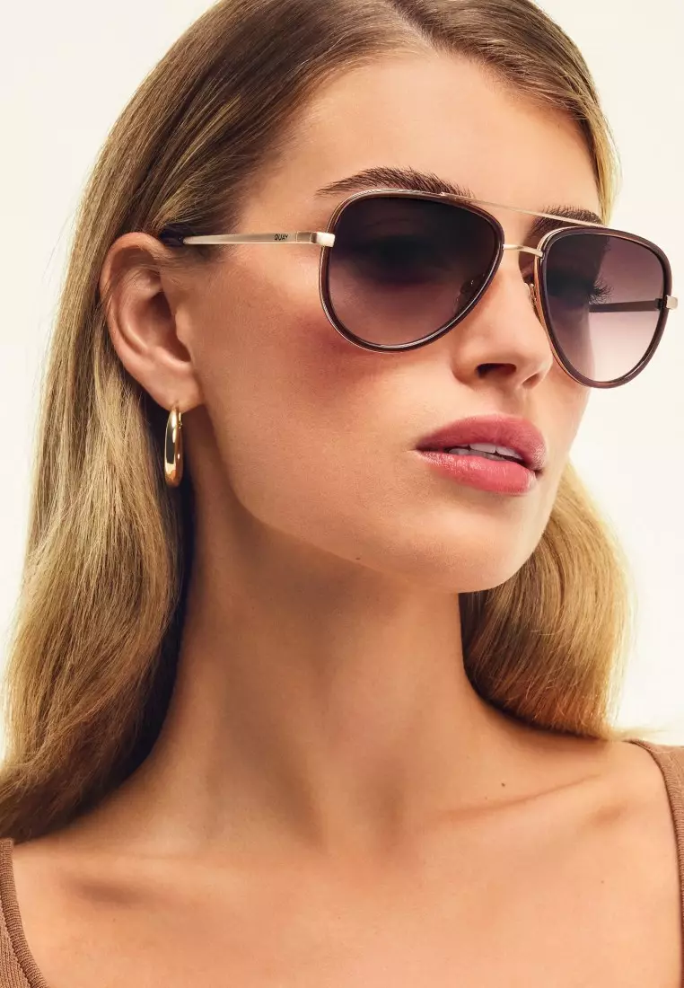 QUAY All In Medium Sunglasses - Dark Brown/Brown Rose
