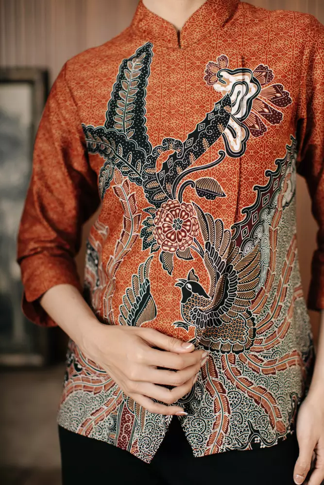 Adyatma Sasmaya Terracotta Blouse Batik Wanita Janggan Katun