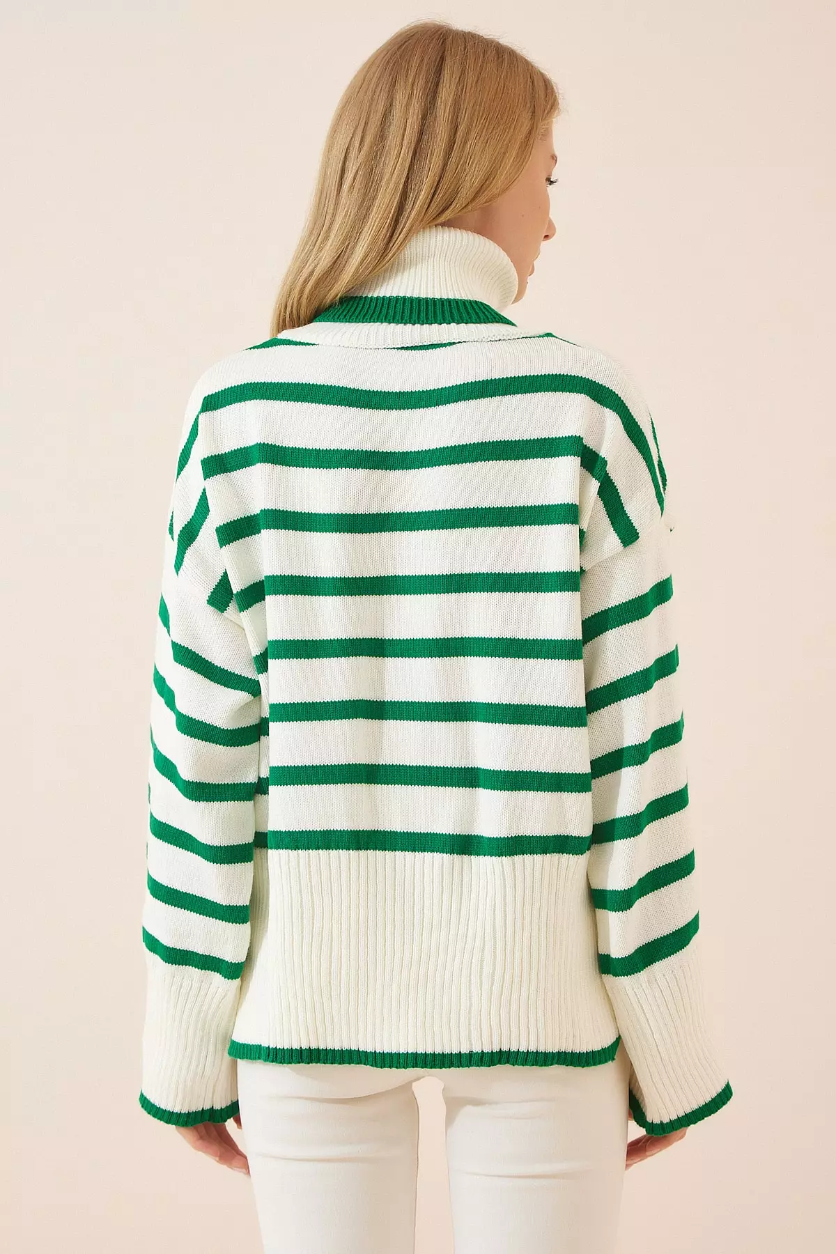 Oversized striped outlet turtleneck