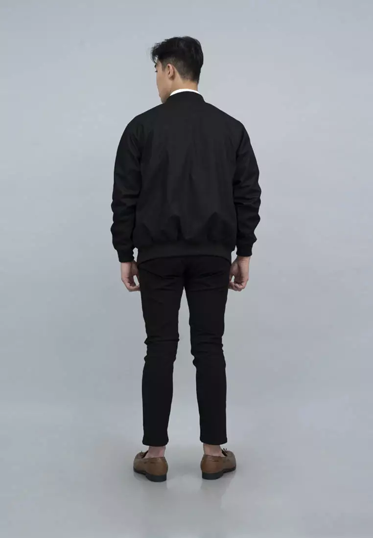 Houseofcuff Jaket Bomber Polos Windbreaker Hitam