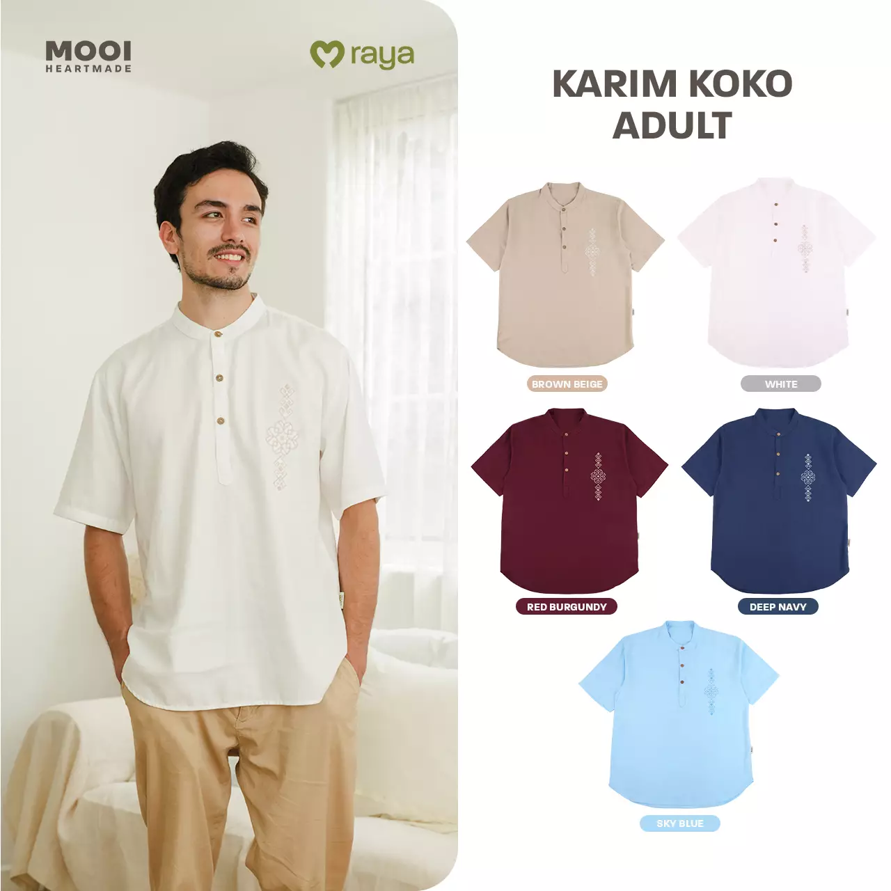 Mooi Atasan Pria Kemeja Pria Raya Collection Karim Koko Basic Series 2026 - Brown Beige