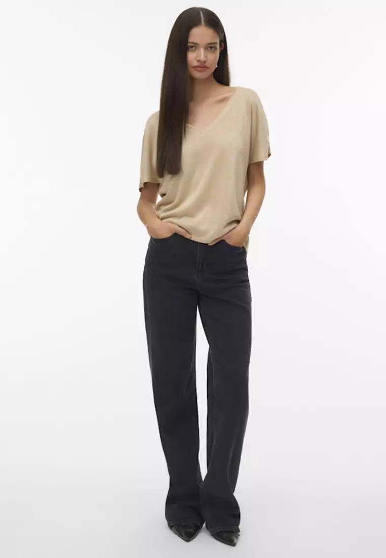 Short Sleeve V-Neck Jersey Top