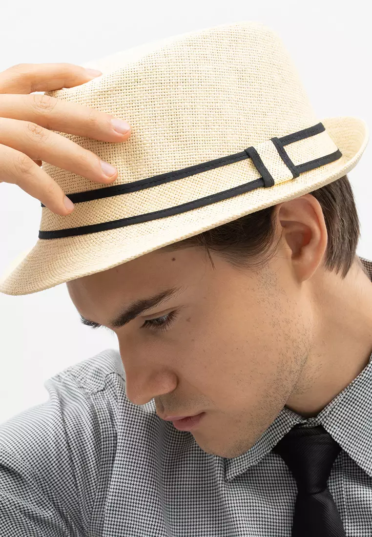 Houseofcuff Topi Fedora Cowboy Hat Fedora Ratan Cream