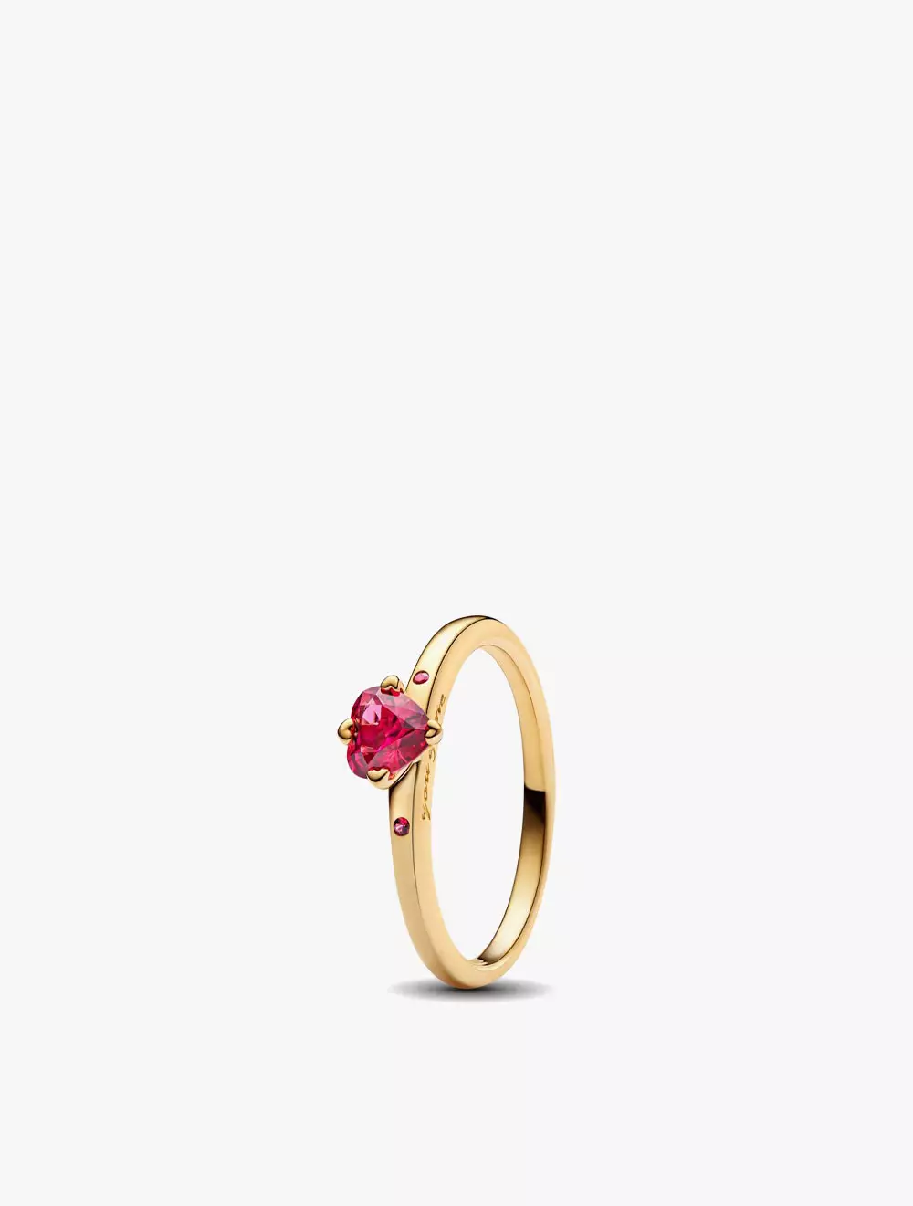 Heart 14k gold-plated ring with cherries jubilee red crystal