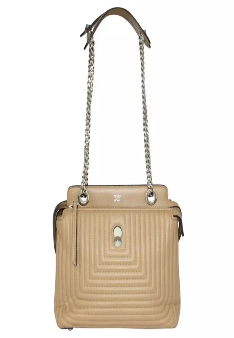 Pre Loved FENDI Beige Quilted Dotcom Shoulder Bag