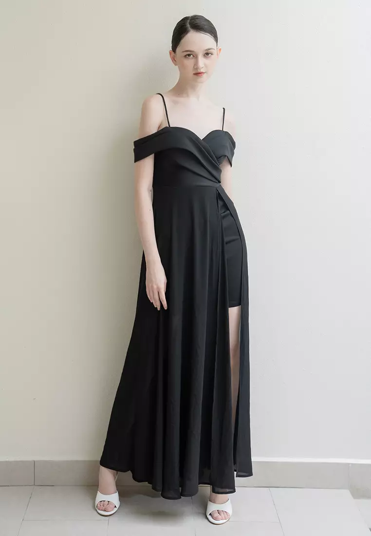 雪纺露肩晚礼服