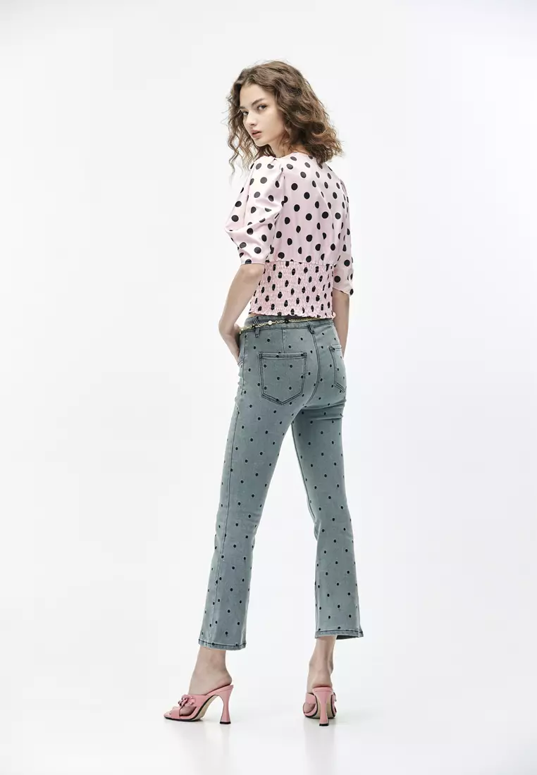 Polka Dot Boot Leg Jeans
