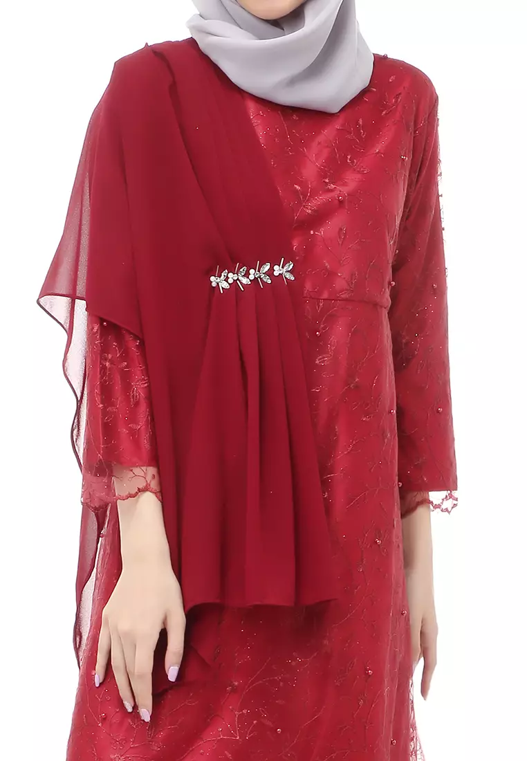 Anita Gaun Long Dress Wanita Regular Fit - Maroon