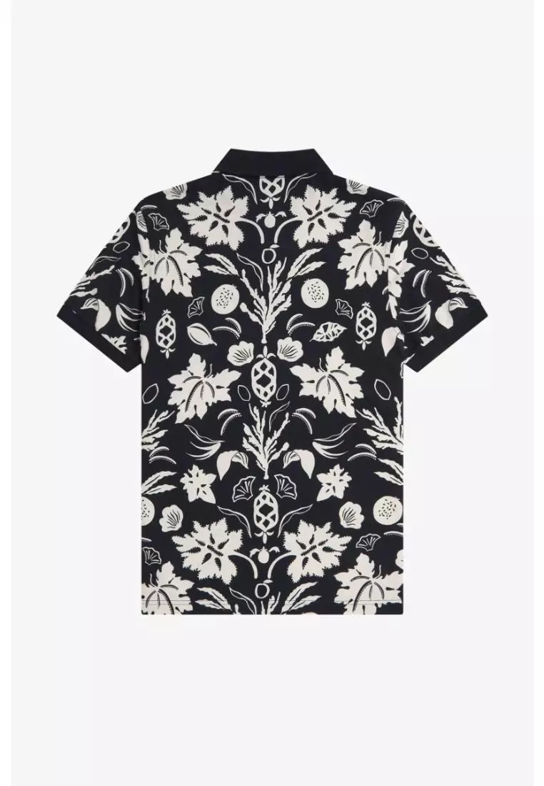 Fred Perry M9911 Botanical Print Polo Shirt (Black)