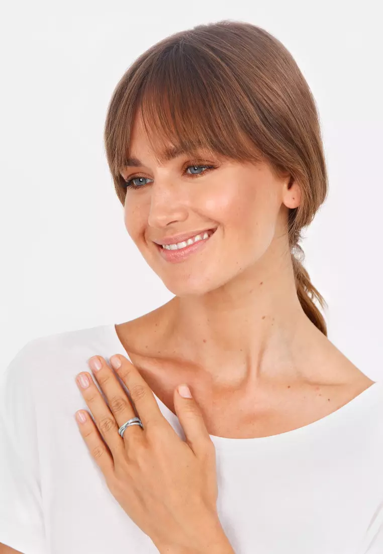 Cincin Perhiasan Perak 925 Wanita Triple Basic