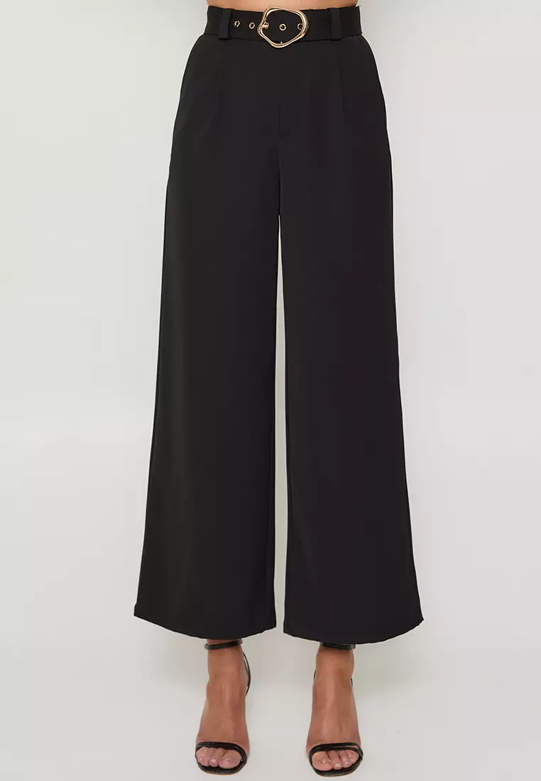 Buy Style State High Waisted Pants with Abstract Gold Buckle Belt