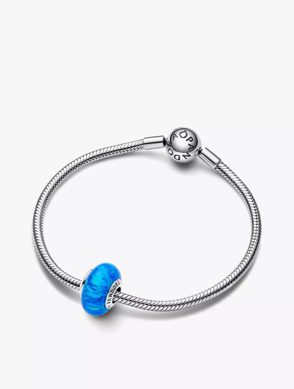 Sterling silver charm with blue lab-created opal