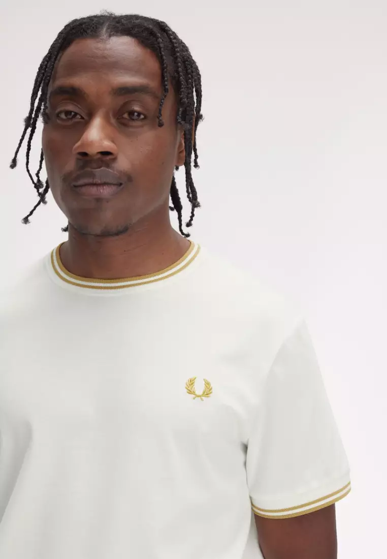 Fred Perry M1588 TWIN TIPPED T-SHIRT (Snow White / Honeycomb)