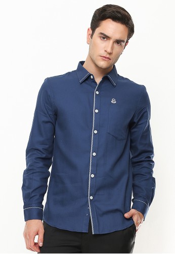 Jual Johnwin Slim Fit Kemeja Casual Active Lengan Panjang Garis Putih Biru Original Zalora Indonesia