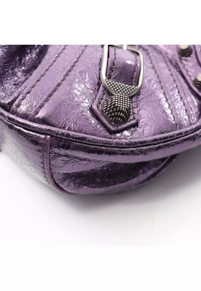 Pre-Loved BALENCIAGA LE CAGOLE XS Le Cagoule Shoulder bag leather purple
