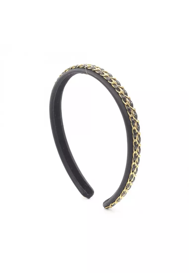 Buy Chanel Pre-Loved Chanel chain headband fabric leather  display picture 2