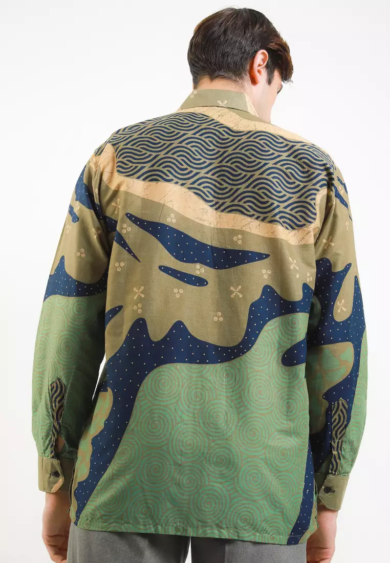 Ainsley Kemeja Batik Exclusive Premium Pria Casual Modern Lengan Panjang